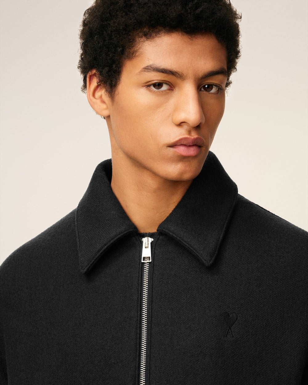 AMI - Blouson noir zippé ami de cœur en coton - Lothaire