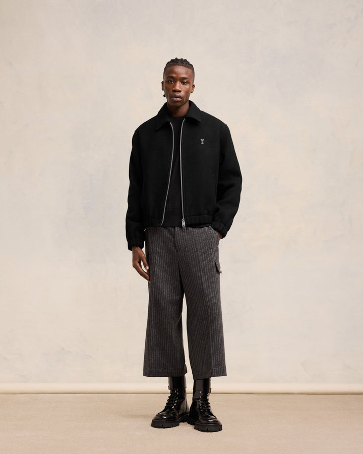 AMI PARIS - Blouson zippé en toile technique noir - Lothaire