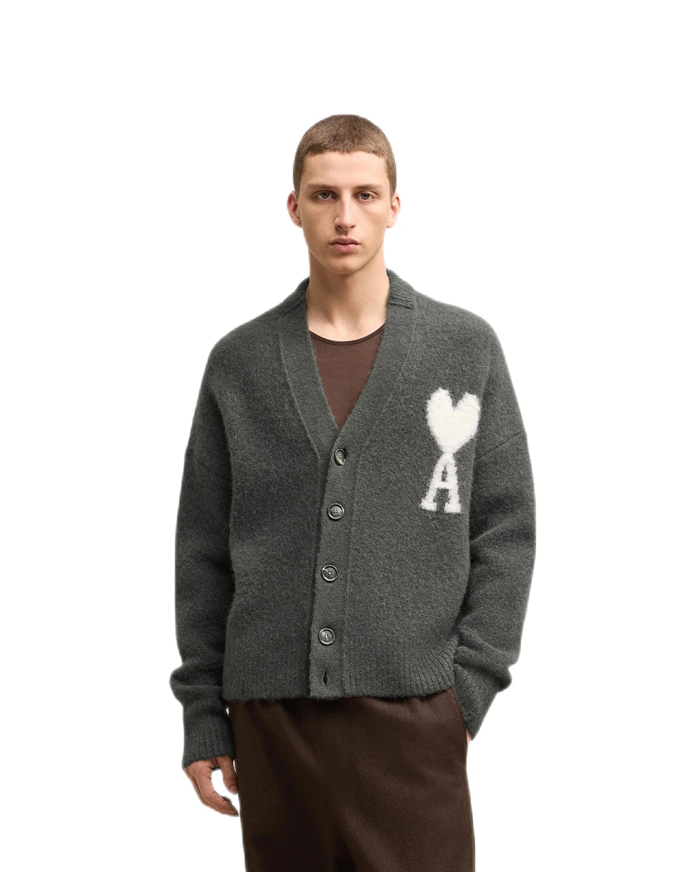 Ami Paris - Cardigan Ami de Coeur gris fonce - Lothaire