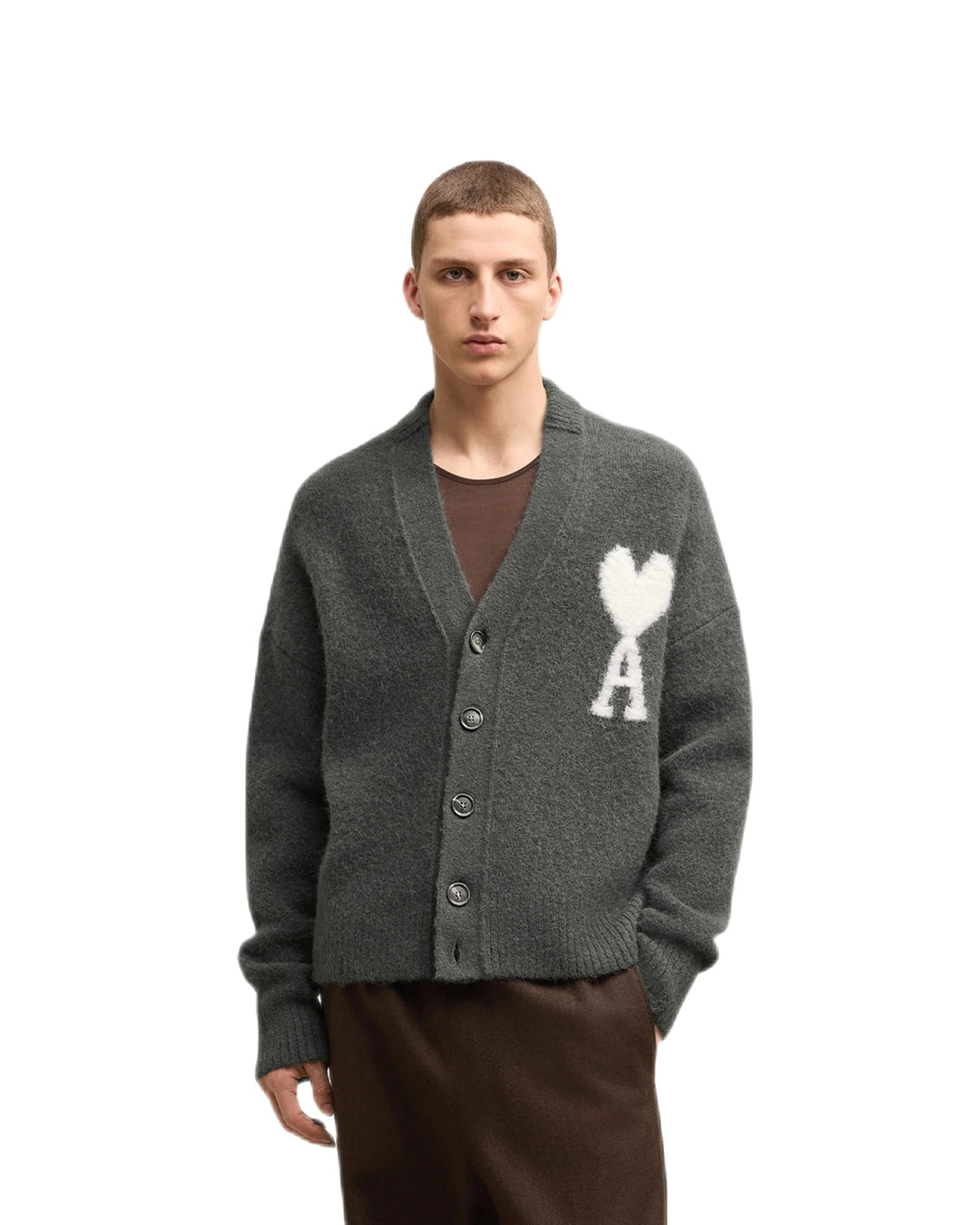 Ami Paris - Cardigan Ami de Coeur gris fonce - Lothaire
