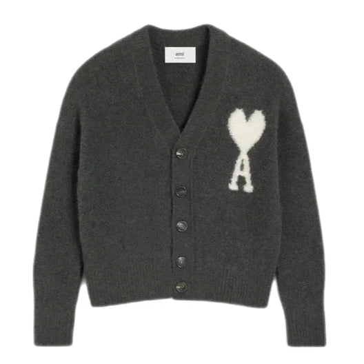 Ami Paris - Cardigan Ami de Coeur gris fonce - Lothaire