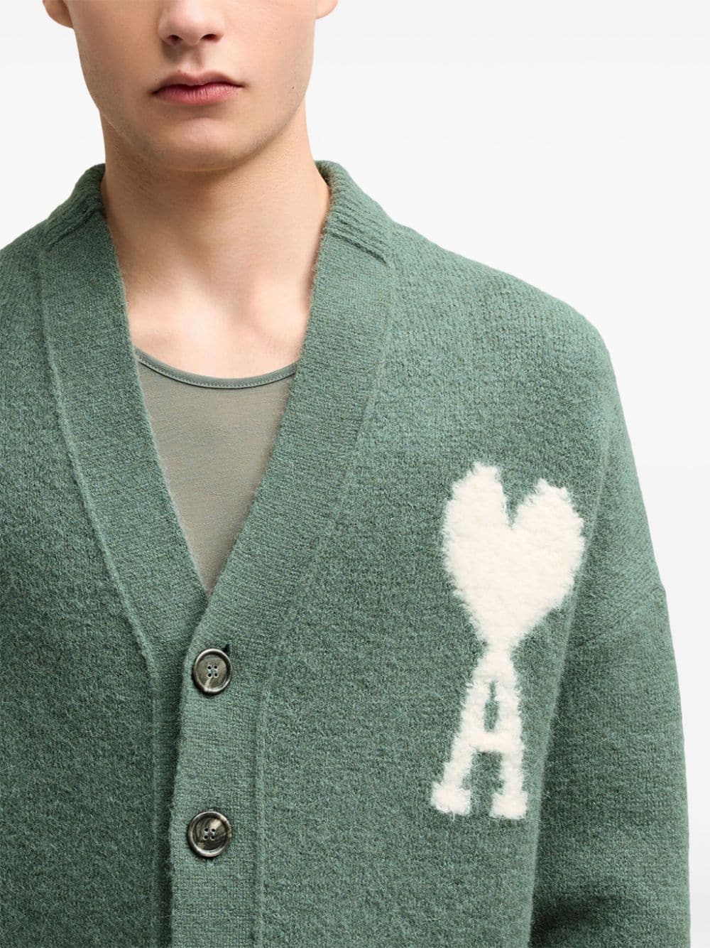 AMI Paris - Cardigan Ami de Coeur unisexe argile antique - Lothaire