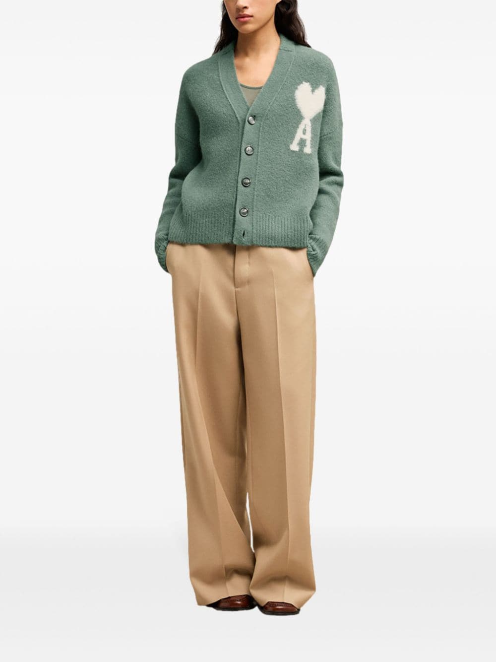 AMI Paris - Cardigan Ami de Coeur unisexe argile antique - Lothaire