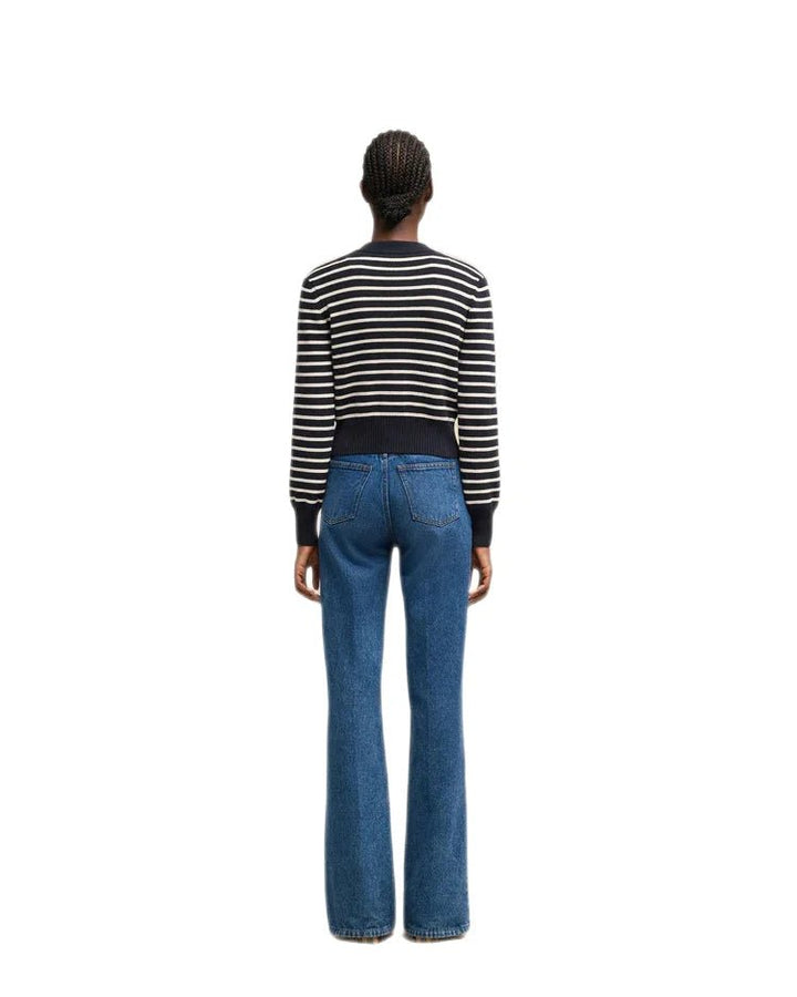 Ami Paris - Cardigan marin rayé écru / marine - Lothaire