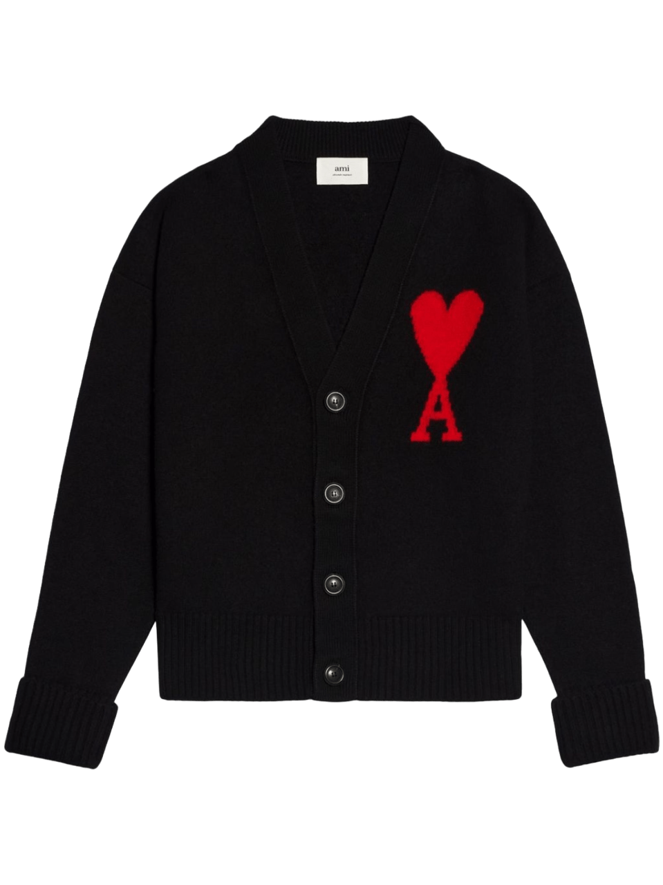 AMI Paris - Cardigan unisexe Ami de Coeur Noir/rouge - Lothaire