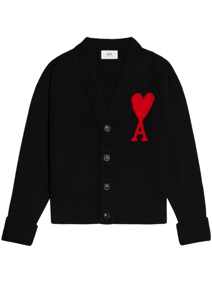 AMI Paris - Cardigan unisexe Ami de Coeur Noir/rouge - Lothaire