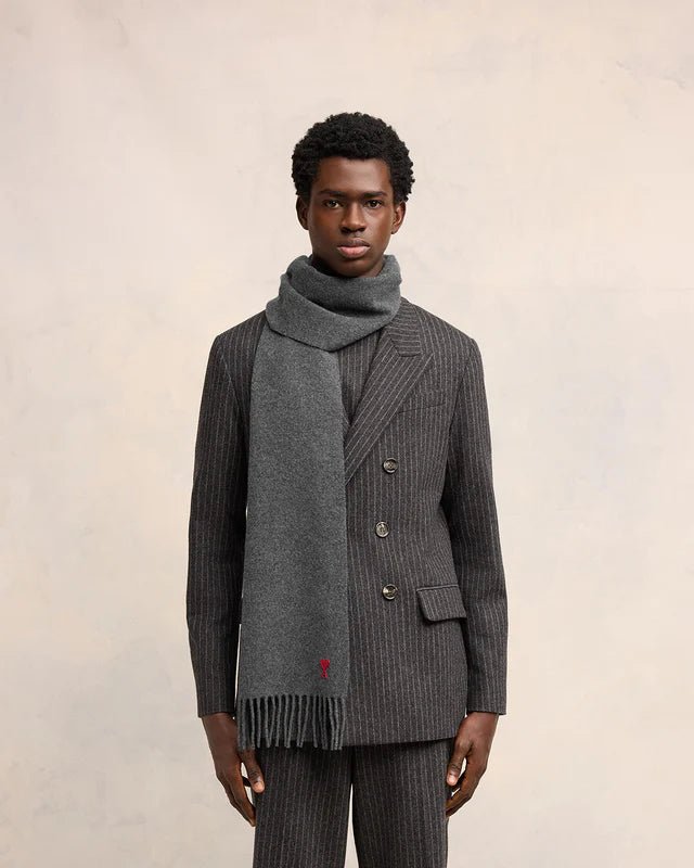 Ami Paris - Écharpe en laine gris fonce - Lothaire