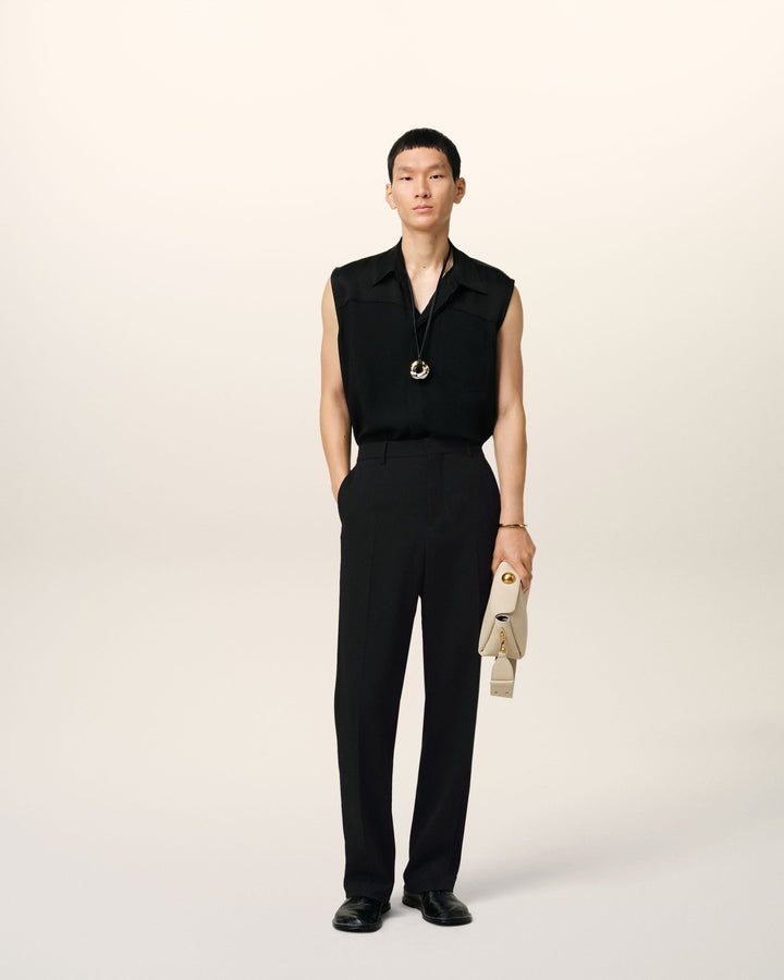 AMI PARIS - PANTALON CAROTTE EN LAINE Noir - Lothaire