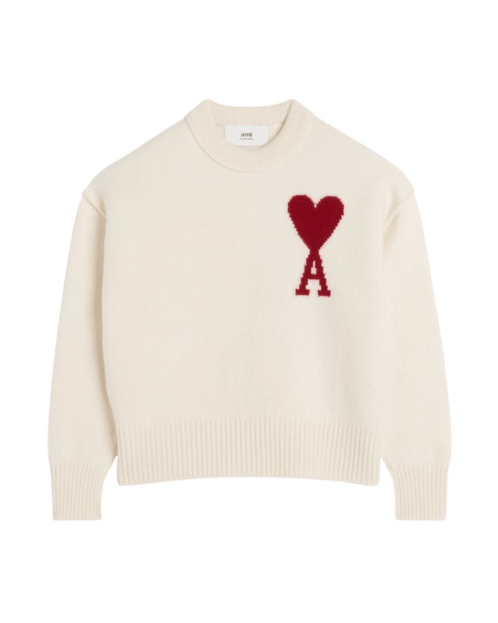 AMI PARIS - PULL AMI DE COEUR EN LAINE Blanc - Lothaire
