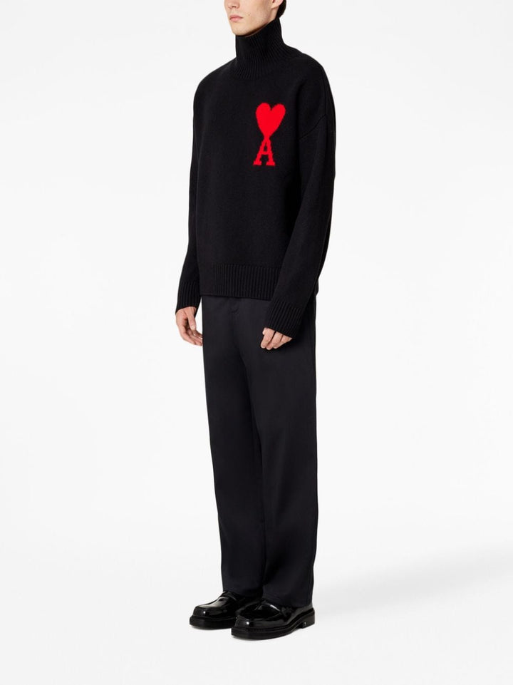 Ami Paris - Pull Black Ami de Coeur Rouge - Lothaire