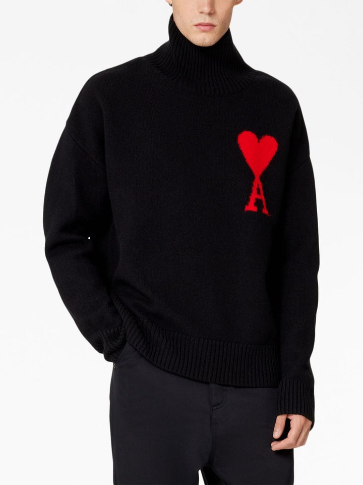 Ami Paris - Pull Black Ami de Coeur Rouge - Lothaire
