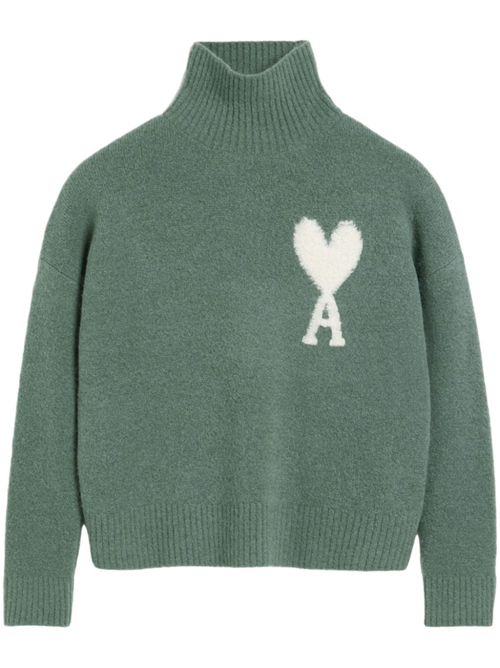 AMI Paris - Pull col cheminée Ami de Coeur argile antique