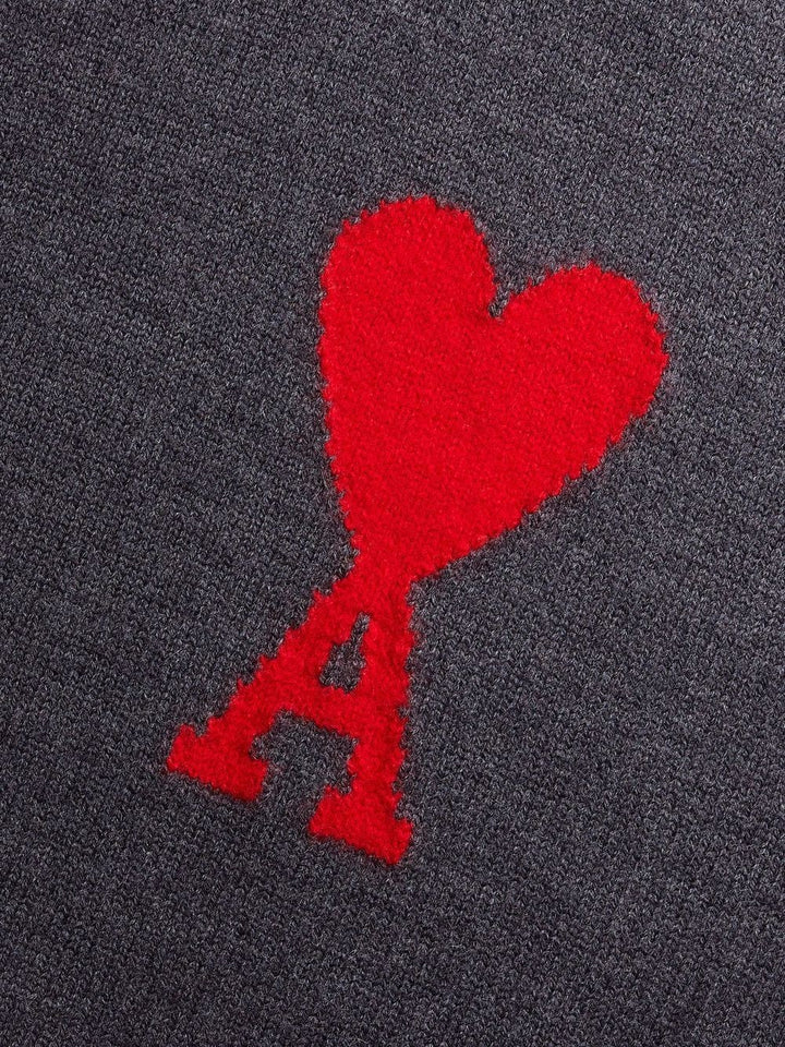 AMI Paris - Pull en laine Mérinos Gris Ami de Coeur - Lothaire