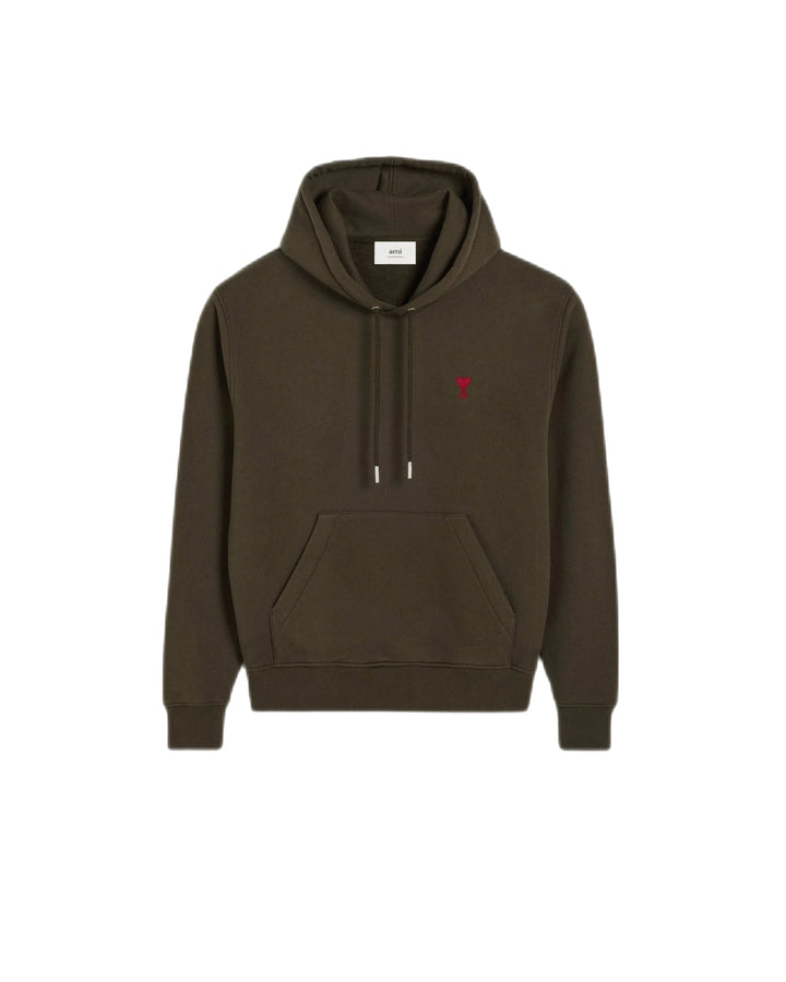 Ami Paris - Sweat à capuche café foncé - Lothaire