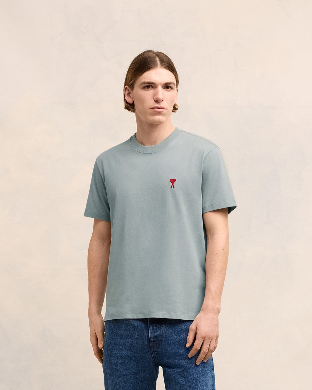 Ami Paris - T Shirt Bleu Argile Ami de Coeur - Lothaire