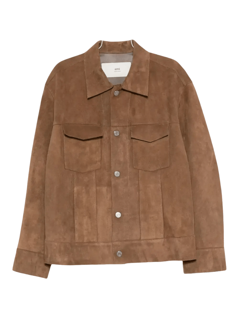 AMI PARIS - Veste à boutons pression en daim marron - Lothaire