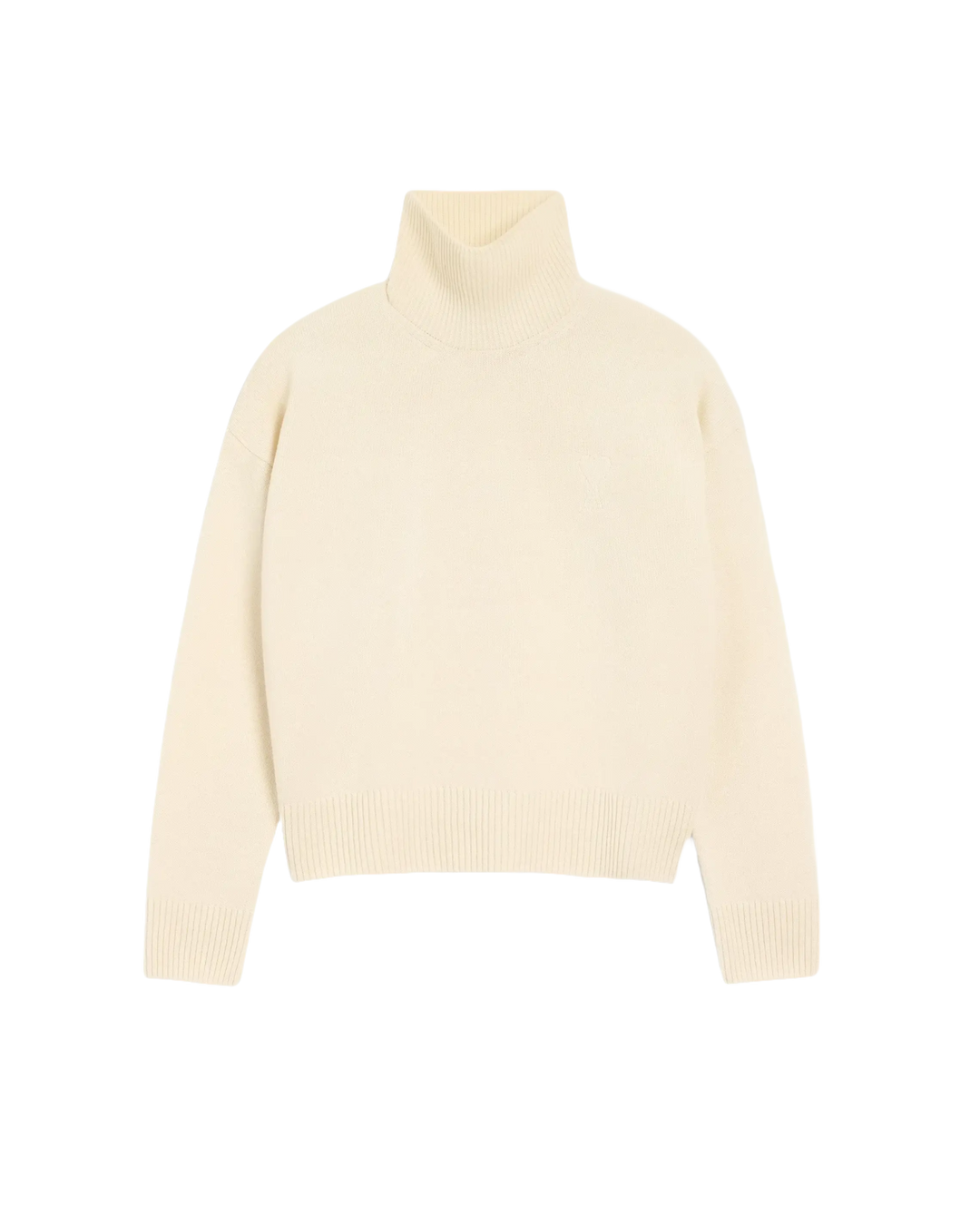 AMI - Pull blanc col cheminée ami de cœur en laine - Lothaire