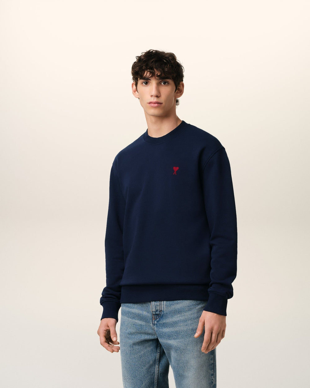 AMI - Sweatshirt bleu marine ami de cœur en coton - Lothaire