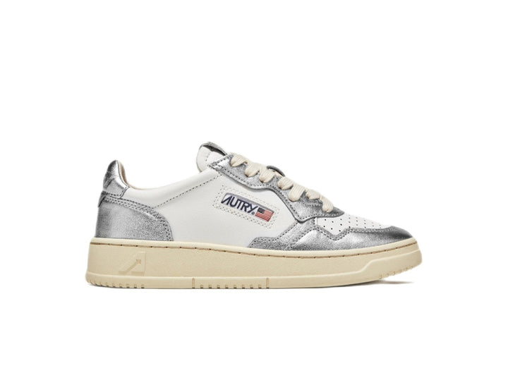 AUTRY - Basket basse cuir blanc et argent métallisé - Lothaire