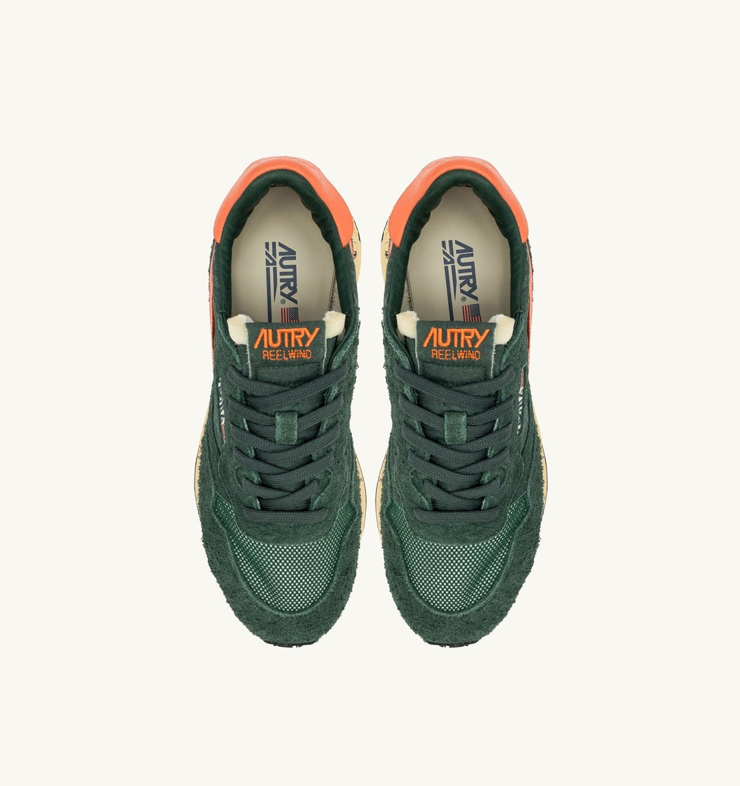 AUTRY - BASKETS REELWIND LOW EN NYLON ET DAIM vert et orange - Lothaire