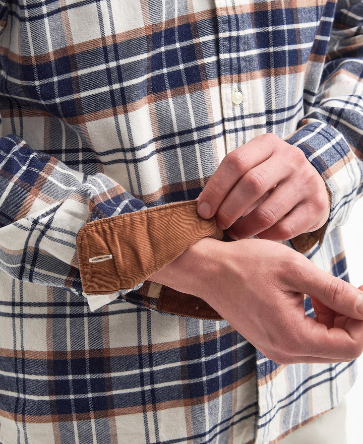 BARBOUR - Chemise ajustée Portdown Blanc et Bleu - Lothaire