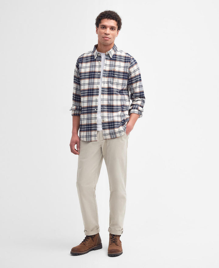 BARBOUR - Chemise ajustée Portdown Blanc et Bleu - Lothaire