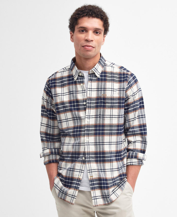 BARBOUR - Chemise ajustée Portdown Blanc et Bleu - Lothaire