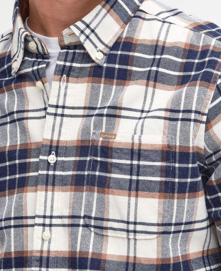 BARBOUR - Chemise ajustée Portdown Blanc et Bleu - Lothaire