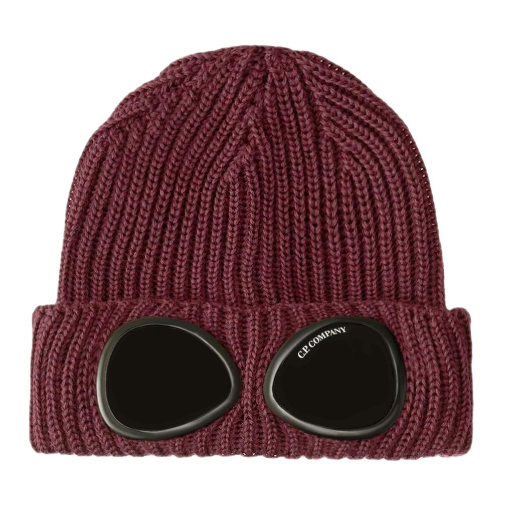 C.P. COMPANY - Bonnet Goggle en maille légère confectionné en laine mérinos extrafine mauve - Lothaire