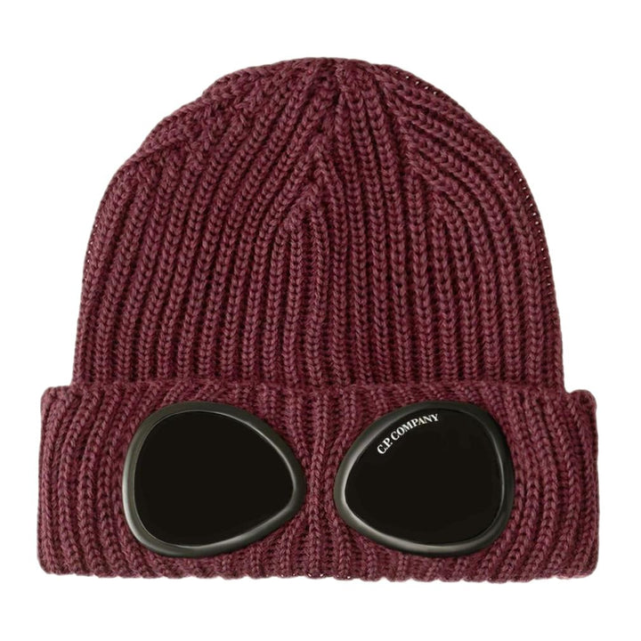 C.P. COMPANY - Bonnet Goggle en maille légère confectionné en laine mérinos extrafine mauve - Lothaire