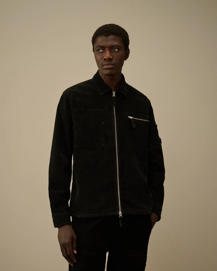 C.P. COMPANY - Surchemise Corduroy Lens Zipped Total Eclipse - Lothaire