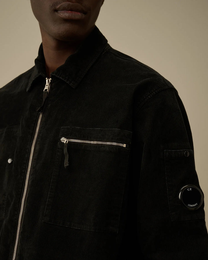 C.P. COMPANY - Surchemise Corduroy Lens Zipped Total Eclipse - Lothaire