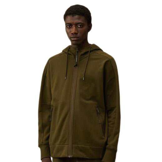 C.P. COMPANY - Sweat à capuche Goggle zippé ivy green - Lothaire