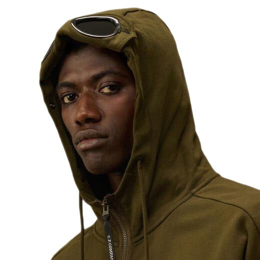 C.P. COMPANY - Sweat à capuche Goggle zippé ivy green - Lothaire