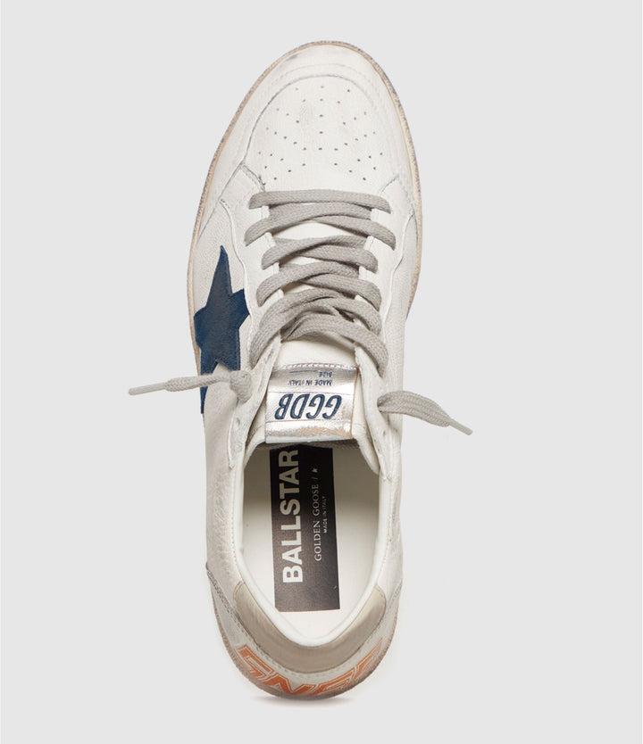 GOLDEN GOOSE - Ball star en cuir nappa White Blue Ice - Lothaire