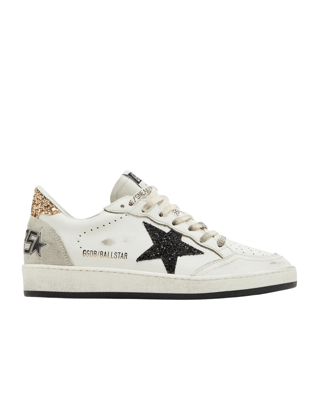 GOLDEN GOOSE - Ball Star LTD pour femme en cuir nappa et en daim avec étoile à paillettes et contrefort doré - Lothaire