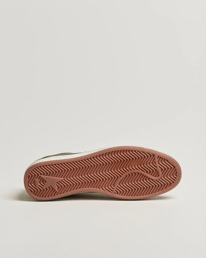 GOLDEN GOOSE - Ball Star pour homme en daim vert avec étoile blanche et contrefort en cuir argenté - Lothaire