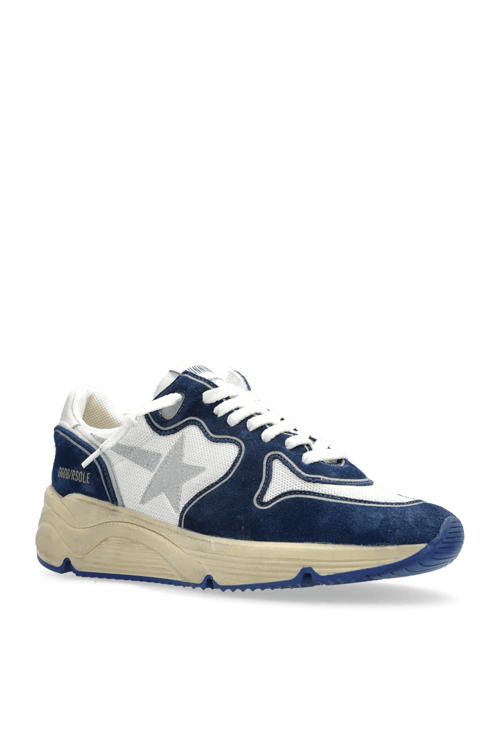 GOLDEN GOOSE - Running Sole pour femme en résille et cuir velours bleu - Lothaire