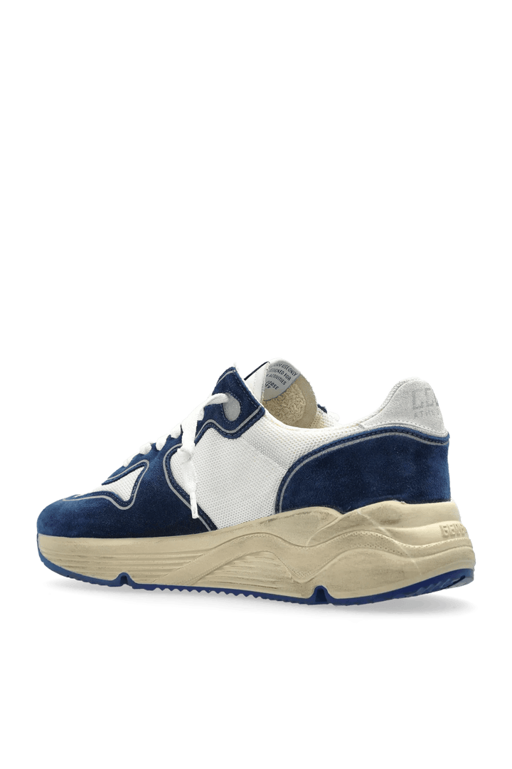 GOLDEN GOOSE - Running Sole pour femme en résille et cuir velours bleu - Lothaire