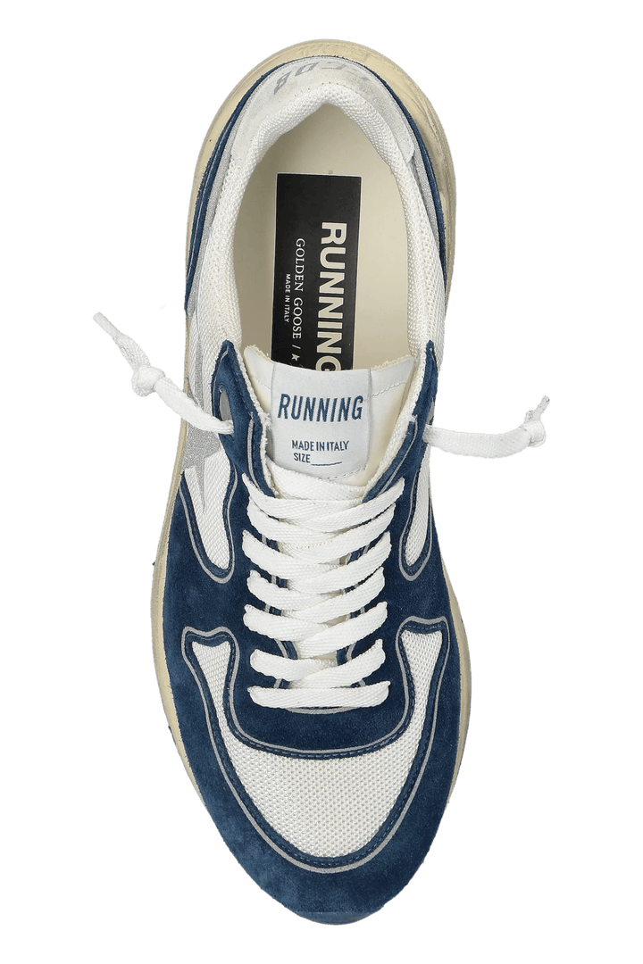 GOLDEN GOOSE - Running Sole pour femme en résille et cuir velours bleu - Lothaire