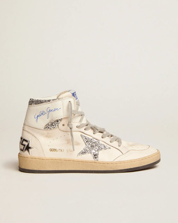 GOLDEN GOOSE - Sky - Star femme avec signature sur la cheville et empiècements argentés - Lothaire