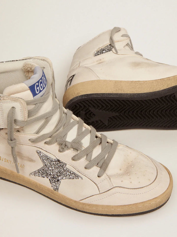 GOLDEN GOOSE - Sky - Star femme avec signature sur la cheville et empiècements argentés - Lothaire