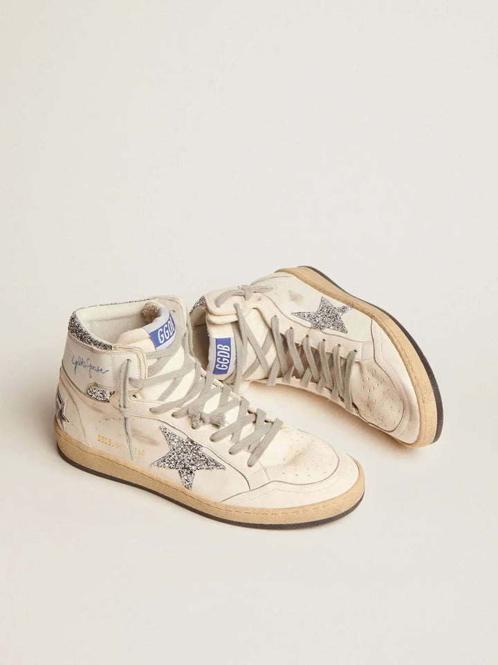 GOLDEN GOOSE - Sky - Star femme avec signature sur la cheville et empiècements argentés - Lothaire