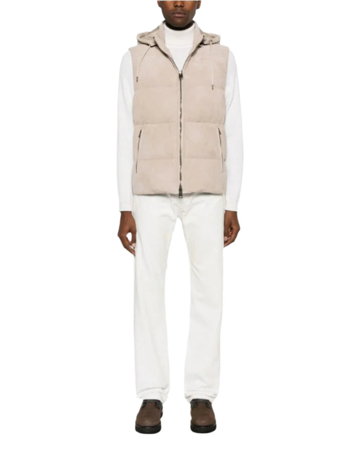 HERNO - Gilet sans manches en peau écru - Lothaire