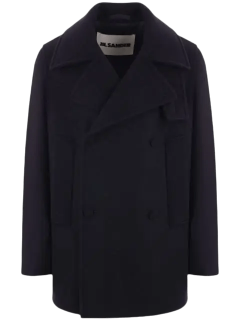 JIL SANDER - Manteau à boutonnière bleu marine en laine - Lothaire
