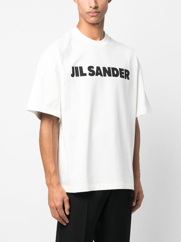 JIL SANDER - t-shirt blanc en coton à logo imprimé noir - Lothaire