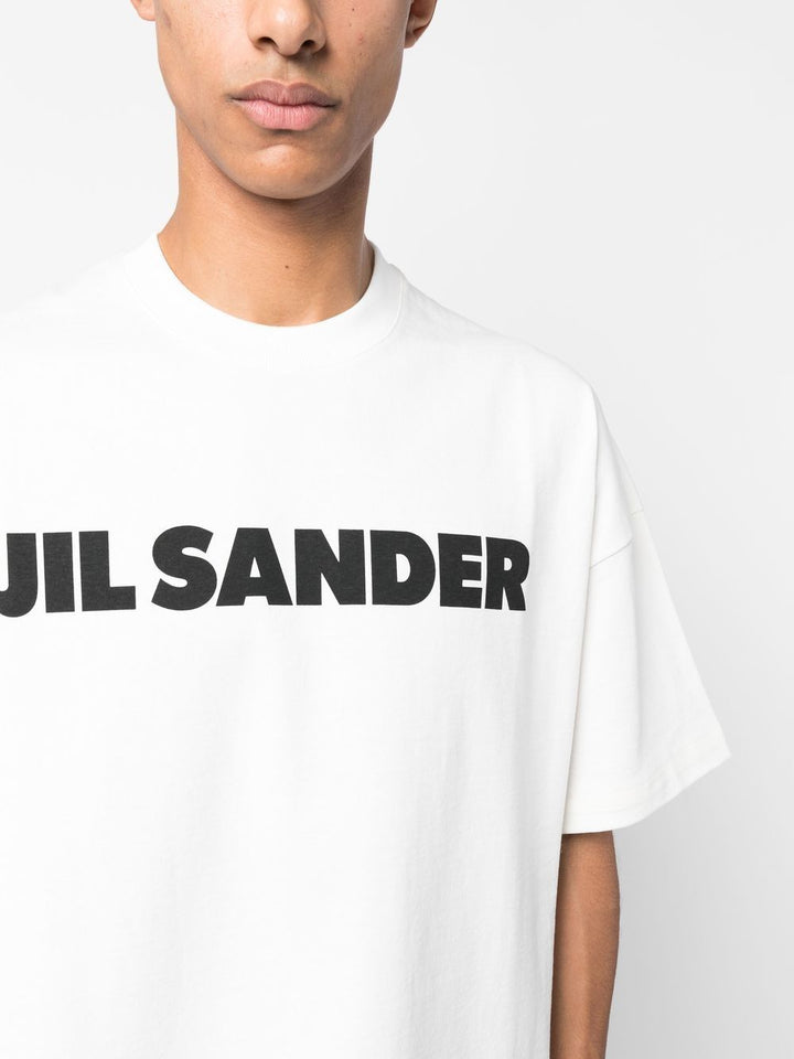 JIL SANDER - t-shirt blanc en coton à logo imprimé noir - Lothaire