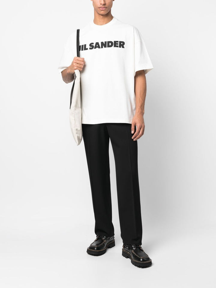 JIL SANDER - t-shirt blanc en coton à logo imprimé noir - Lothaire