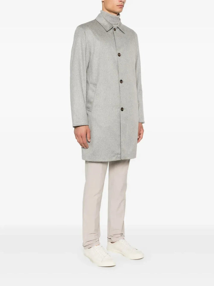 KIRED - manteau peak reversible en cachemire gris et bleu - Lothaire