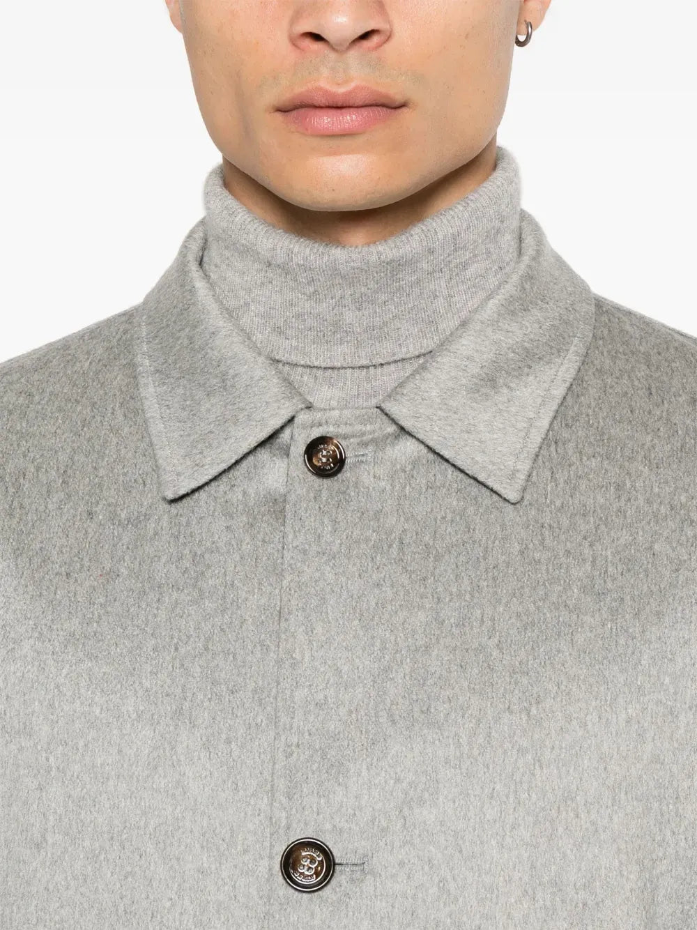 KIRED - manteau peak reversible en cachemire gris et bleu - Lothaire